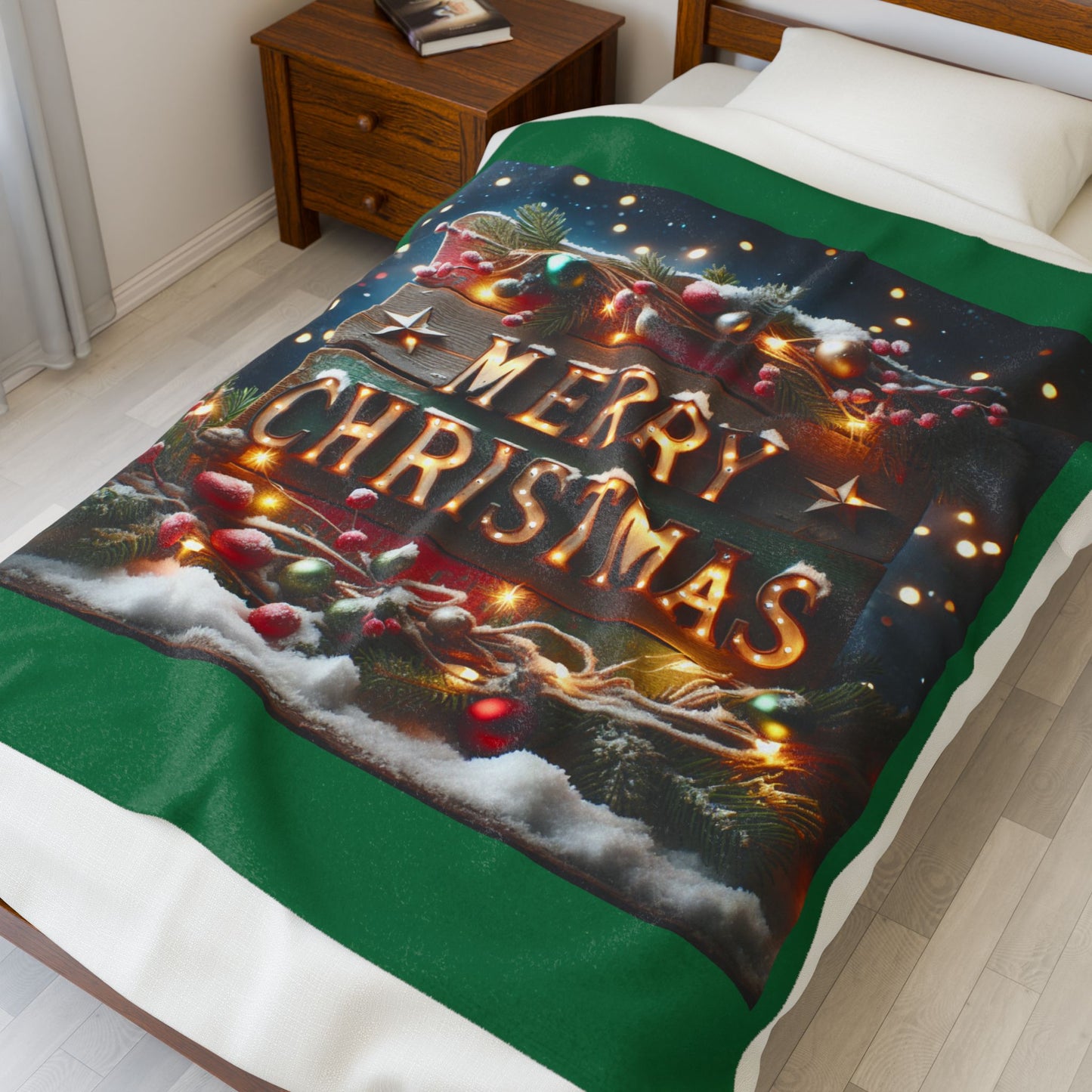 MERRY CHRISTMAS Velveteen Plush Blanket