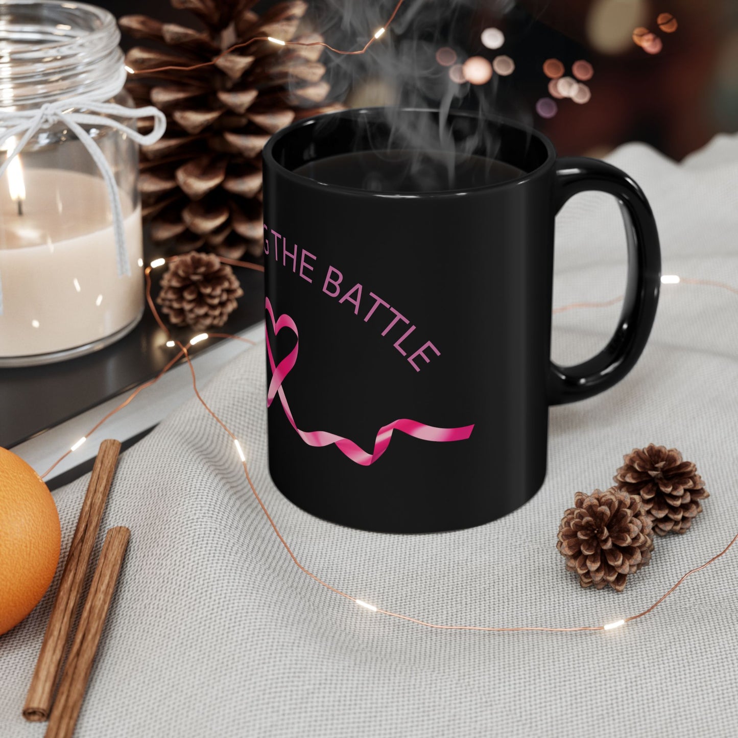 WINNING THE BATTLE Black Mug (11oz, 15oz)