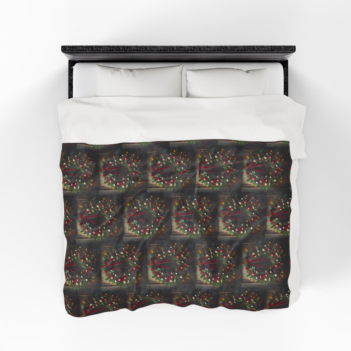 CHRISTMAS WREATH Velveteen Plush Blanket