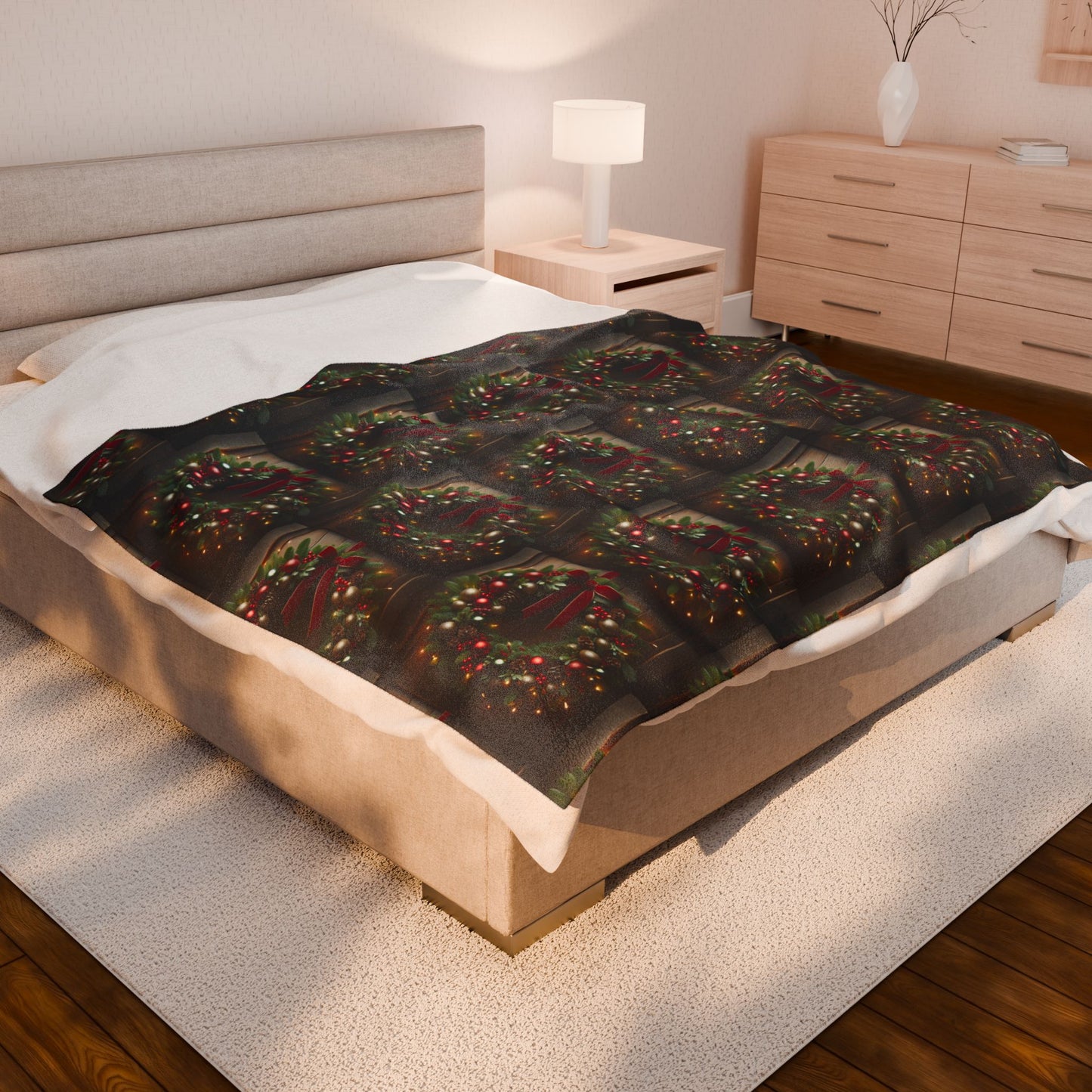CHRISTMAS WREATH Velveteen Plush Blanket