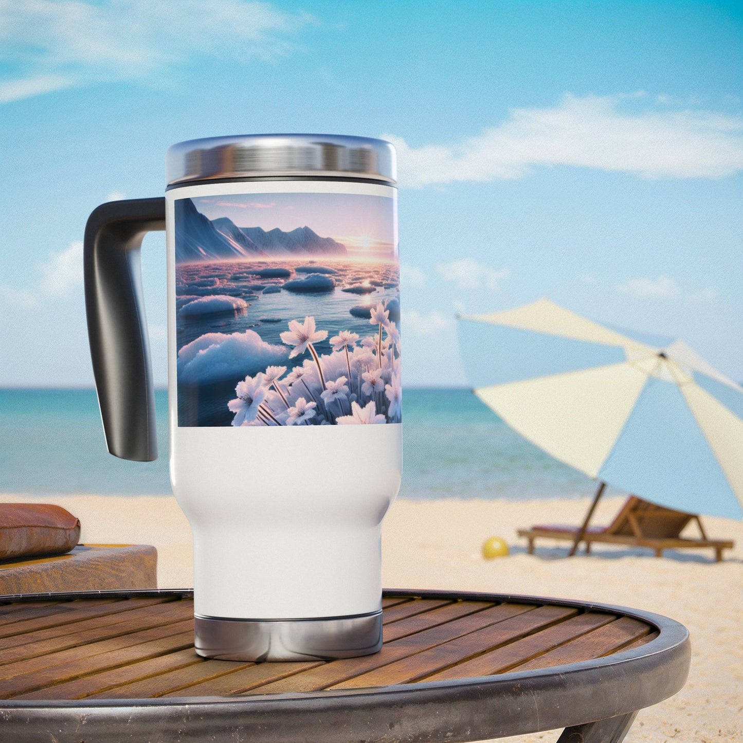 Stainless Steel Travel Mug with Handle, 14oz