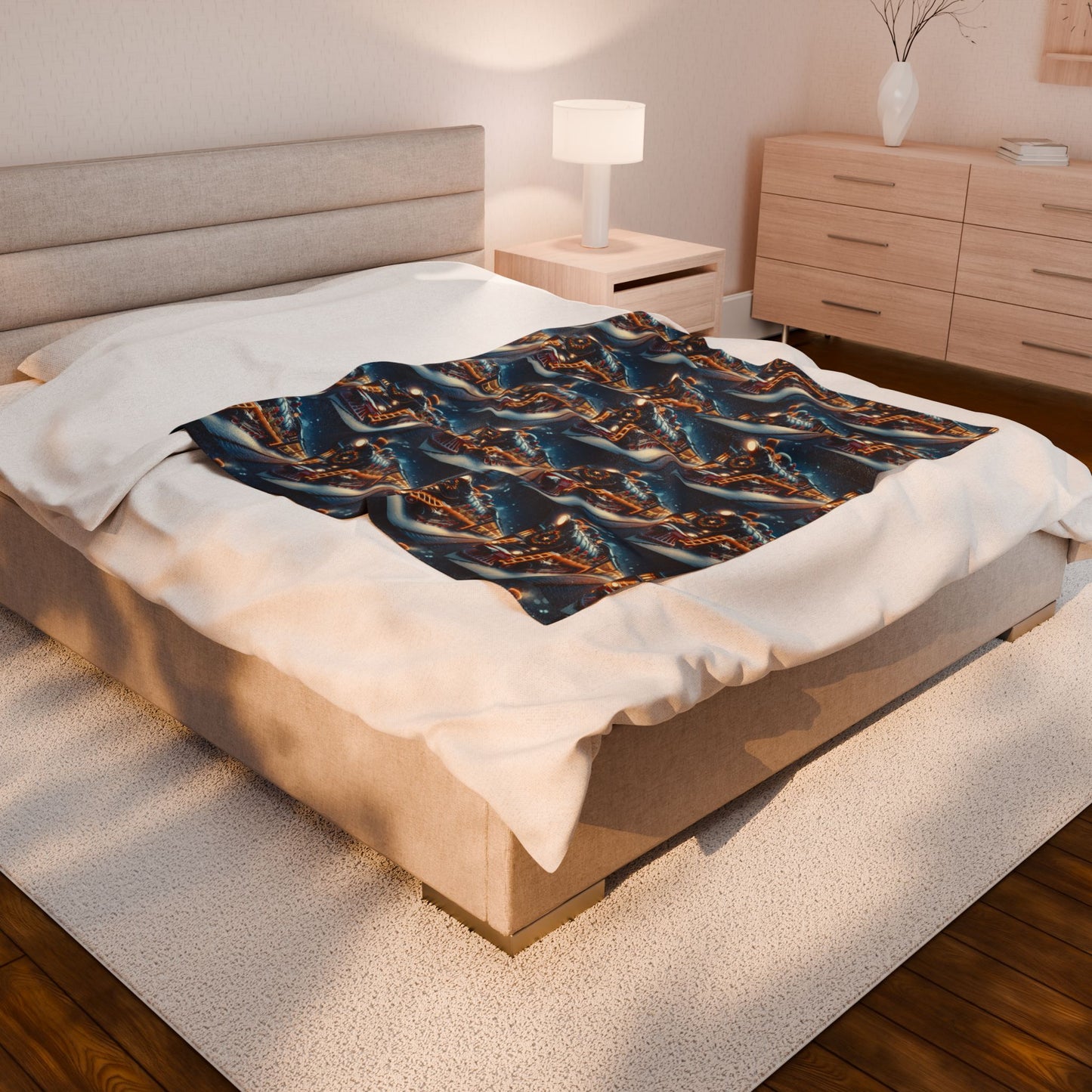 TRAINS Velveteen Plush Blanket