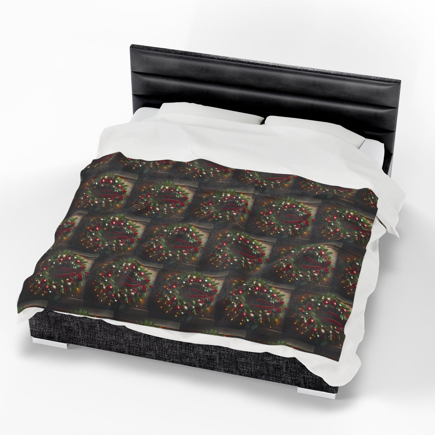 CHRISTMAS WREATH Velveteen Plush Blanket