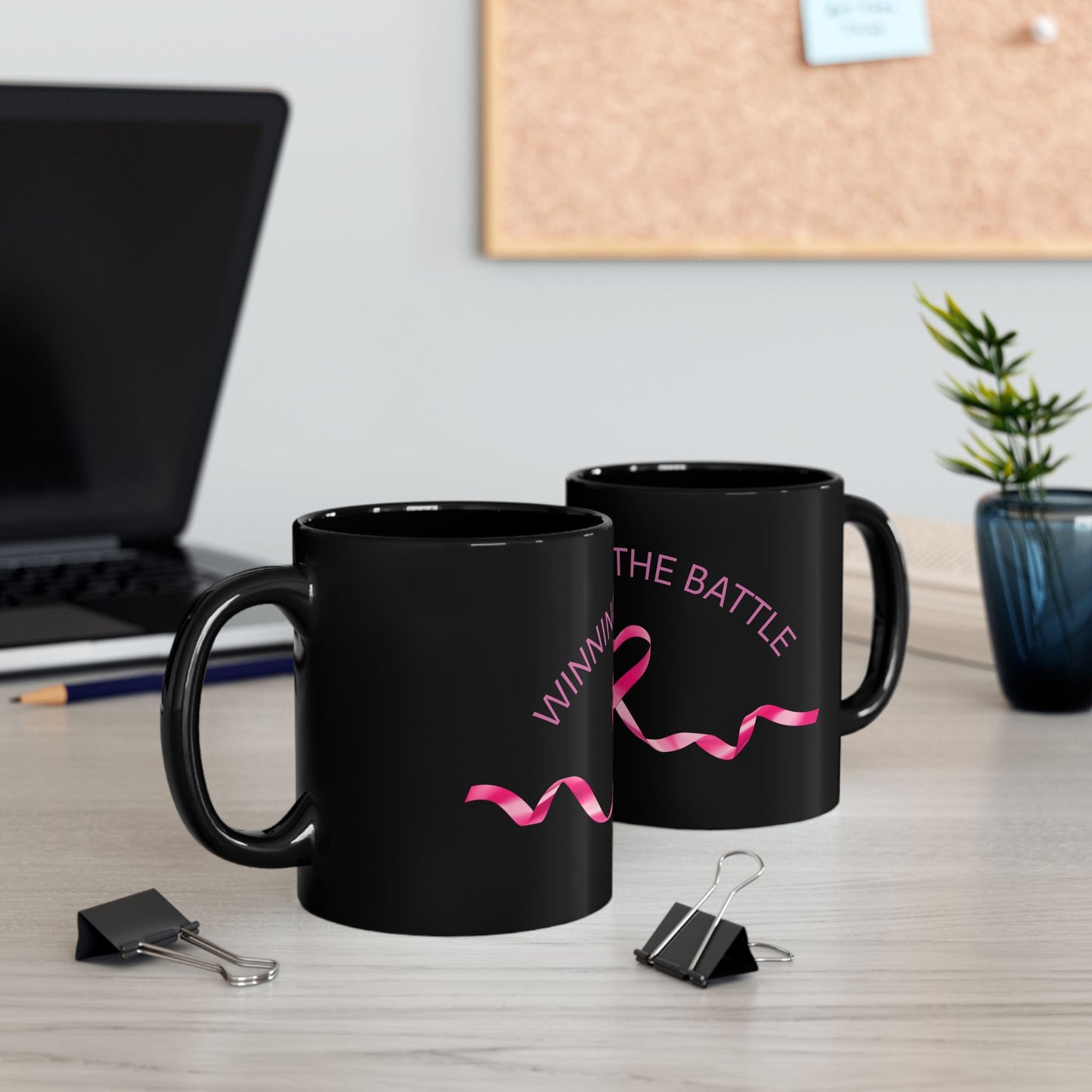 WINNING THE BATTLE Black Mug (11oz, 15oz)