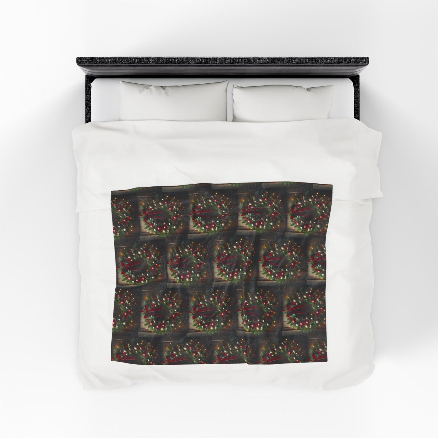 CHRISTMAS WREATH Velveteen Plush Blanket