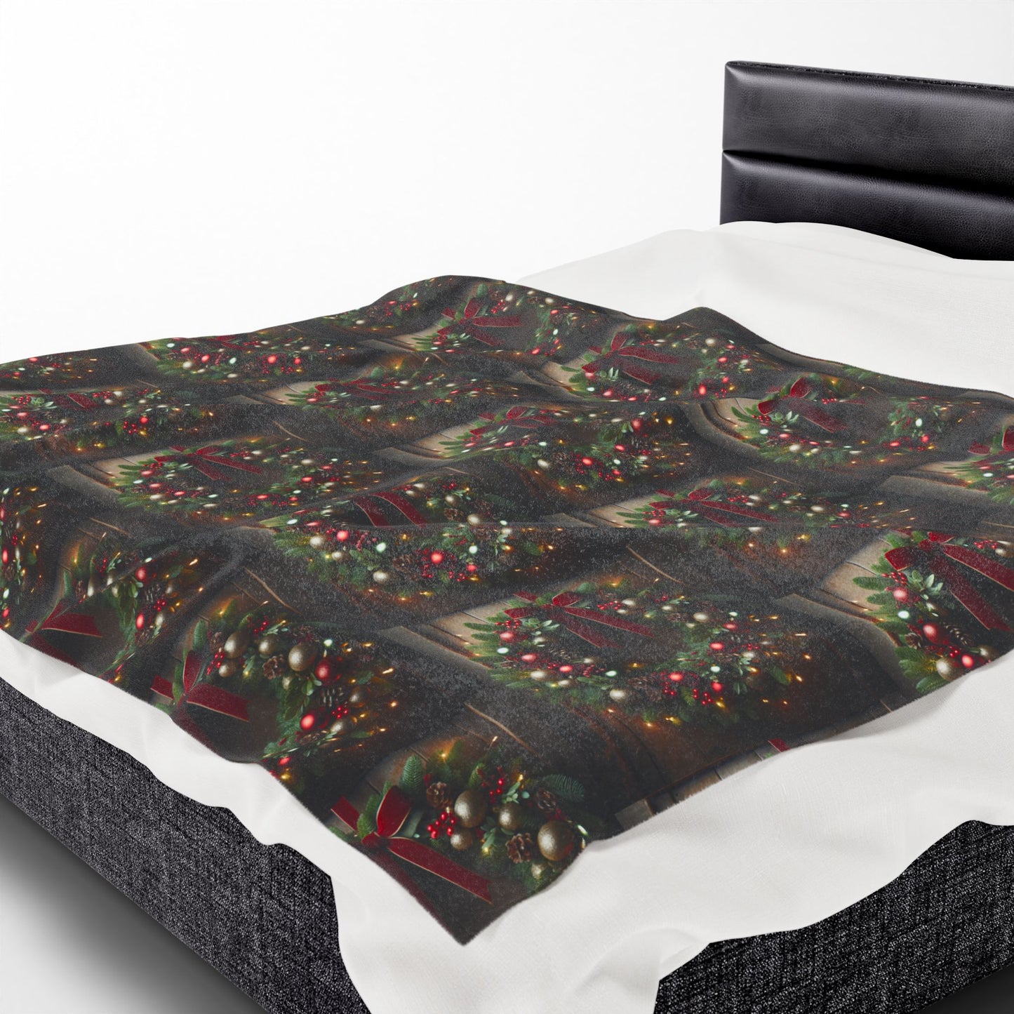 CHRISTMAS WREATH Velveteen Plush Blanket