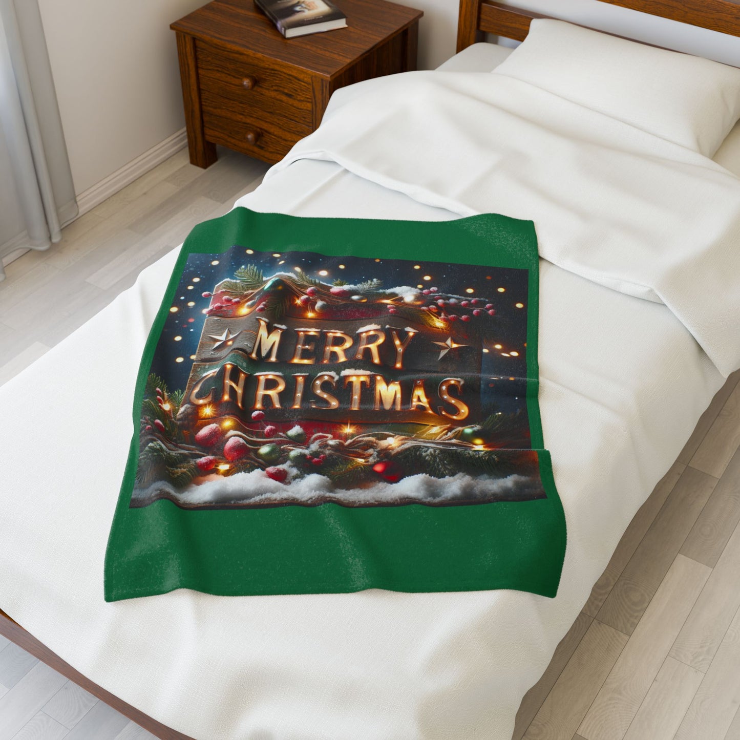 MERRY CHRISTMAS Velveteen Plush Blanket