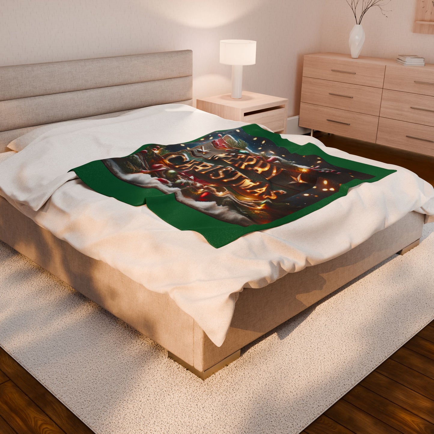 MERRY CHRISTMAS Velveteen Plush Blanket