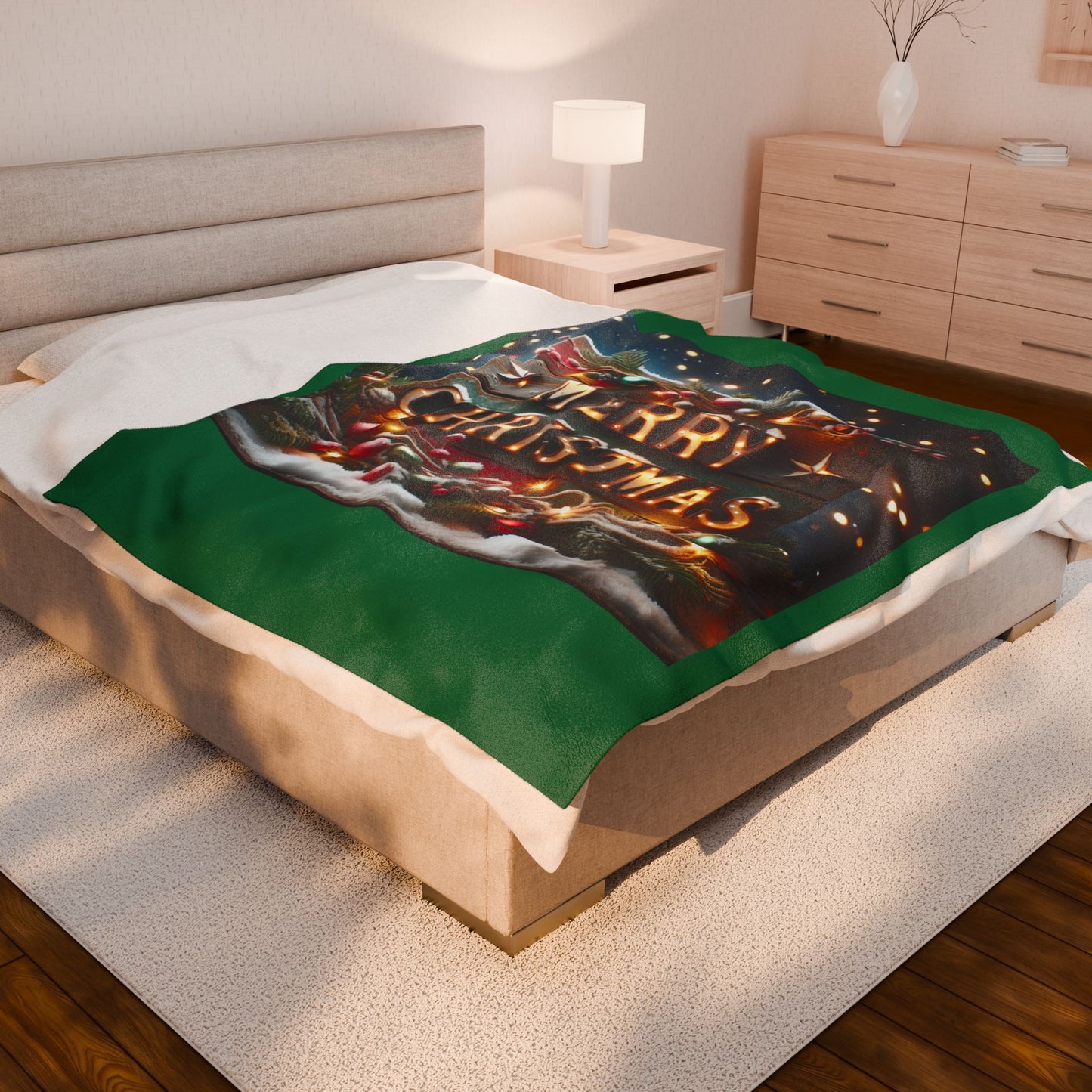MERRY CHRISTMAS Velveteen Plush Blanket