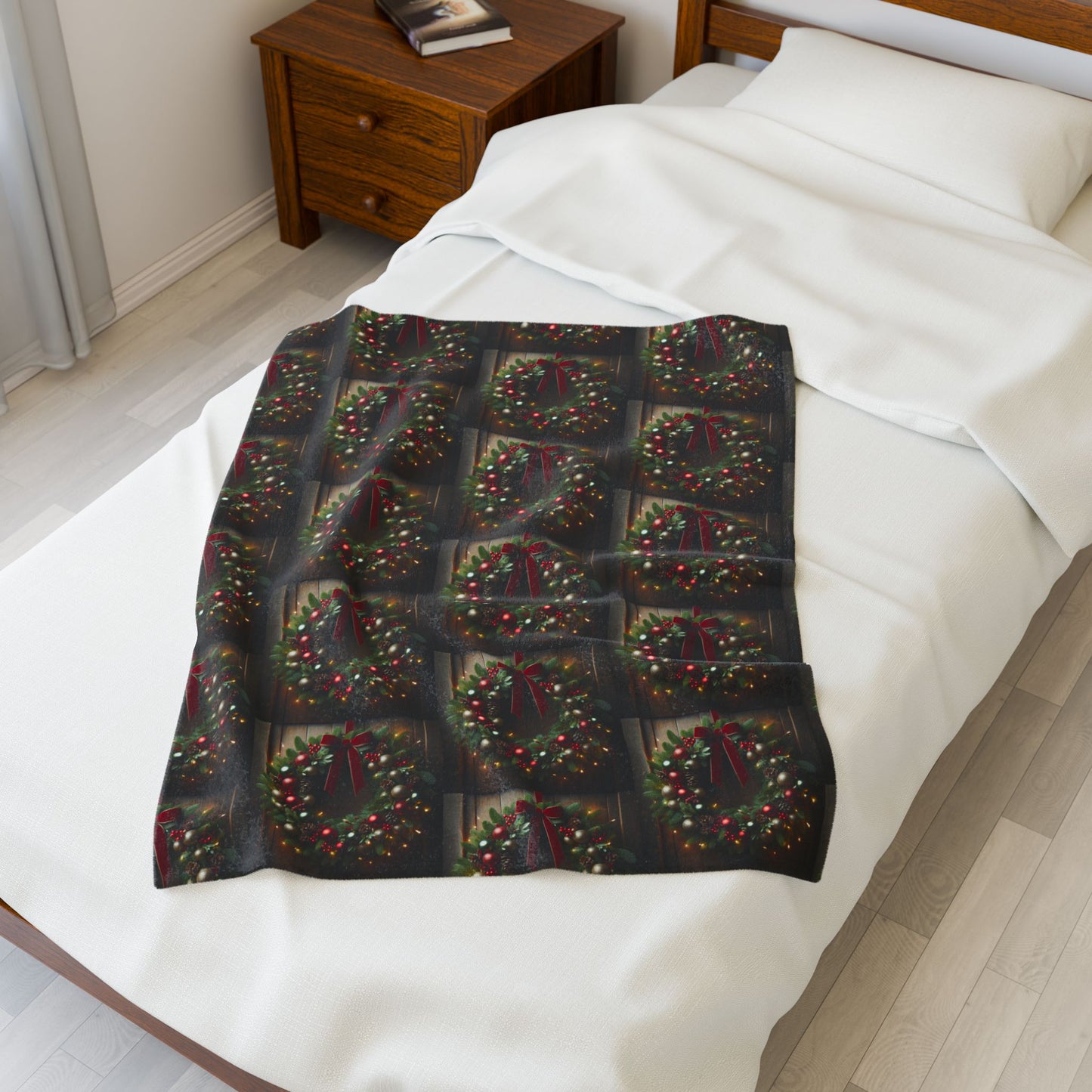 CHRISTMAS WREATH Velveteen Plush Blanket