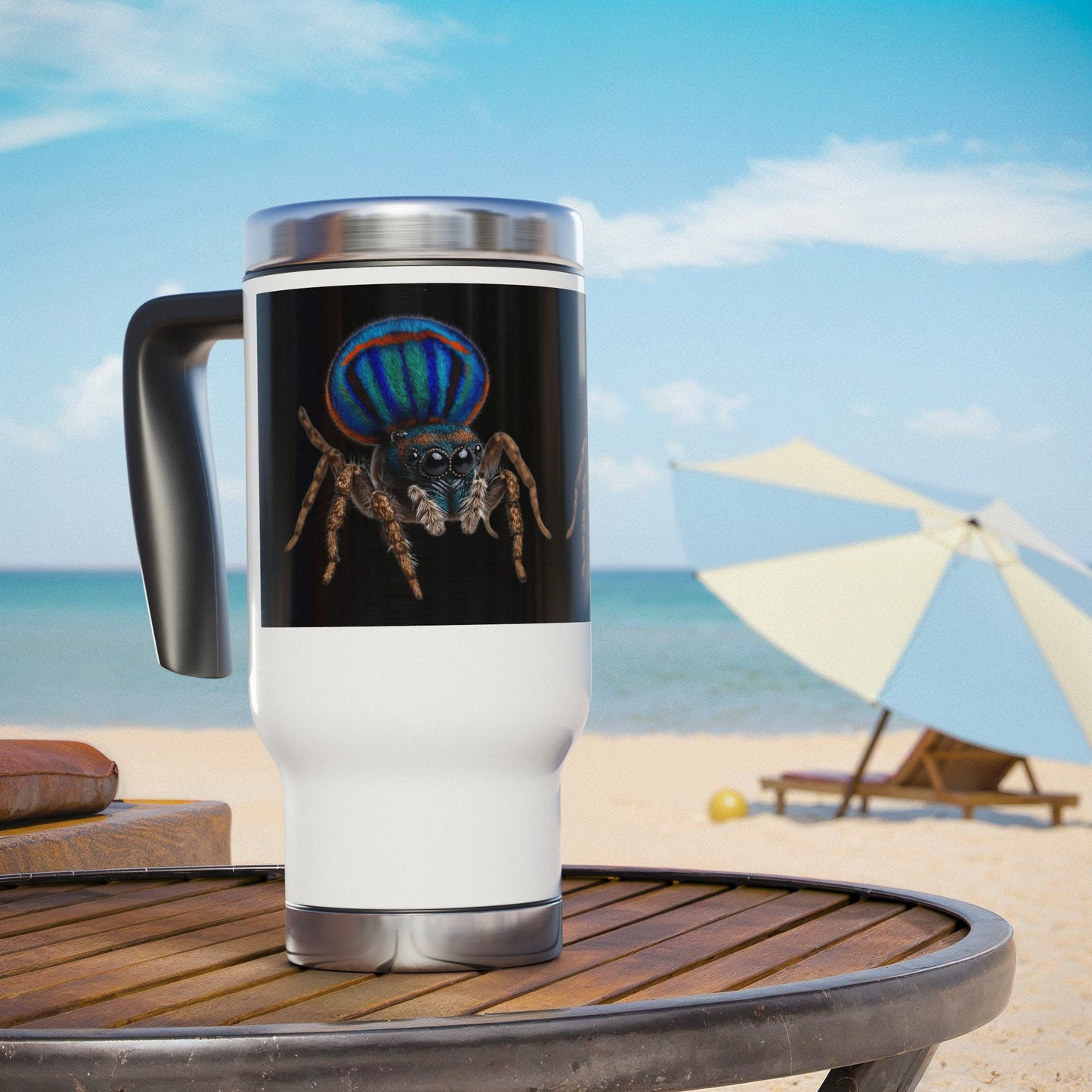 Stainless Steel Travel Mug with Handle, 14oz