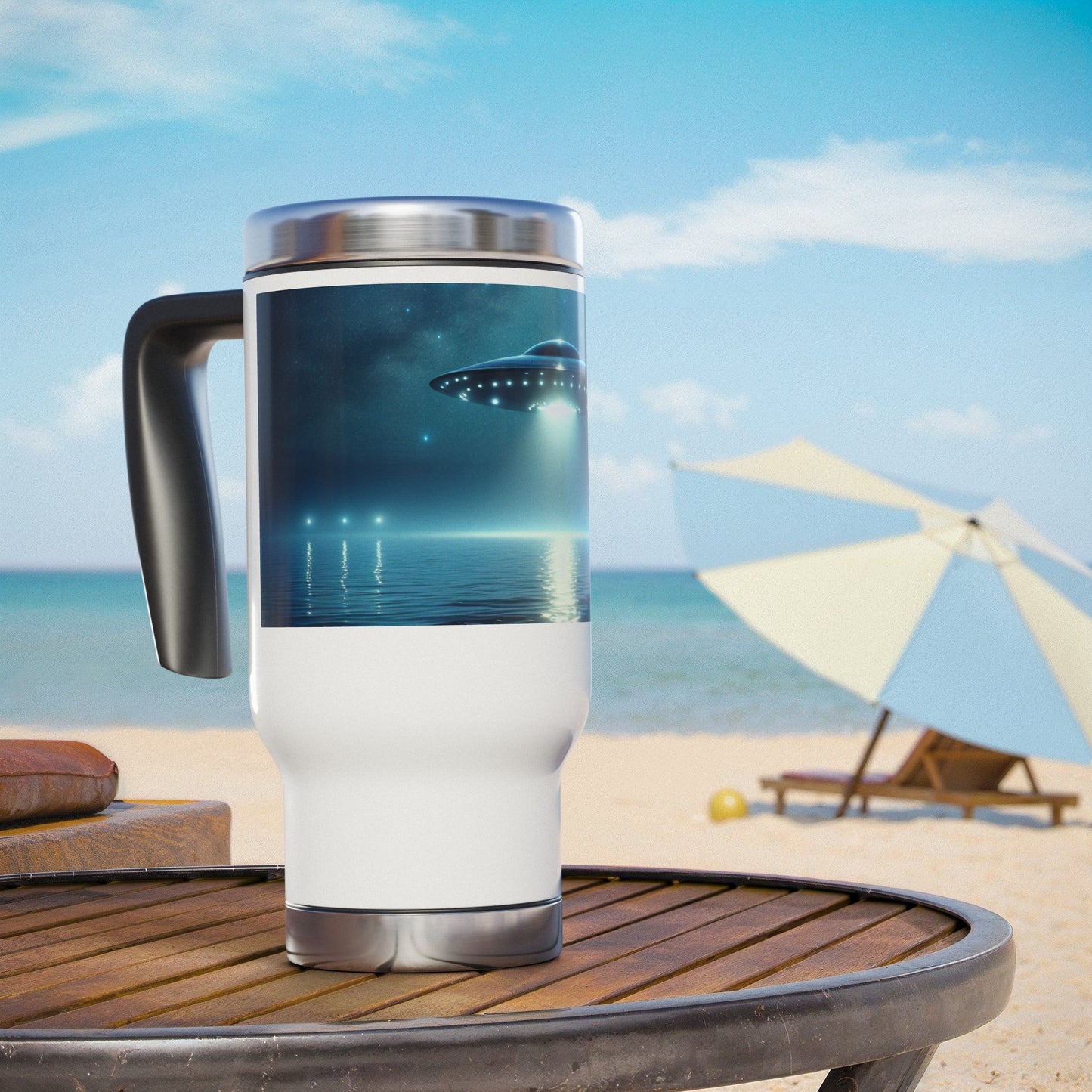 Stainless Steel Travel Mug with Handle, 14oz