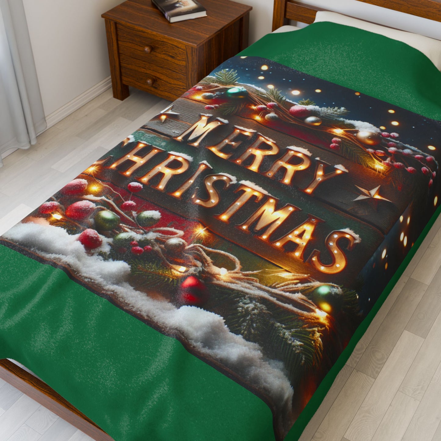 MERRY CHRISTMAS Velveteen Plush Blanket