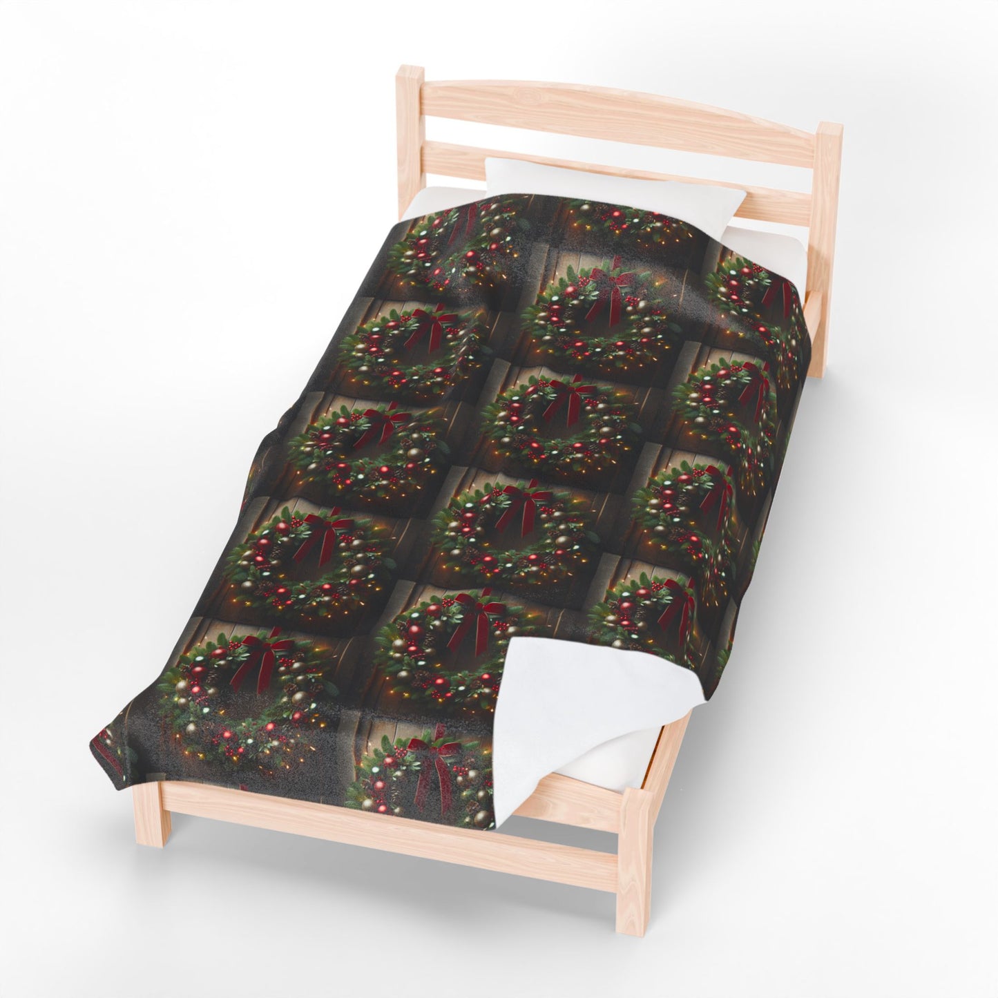 CHRISTMAS WREATH Velveteen Plush Blanket