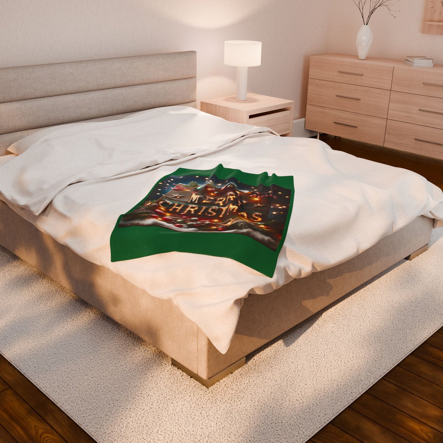 MERRY CHRISTMAS Velveteen Plush Blanket