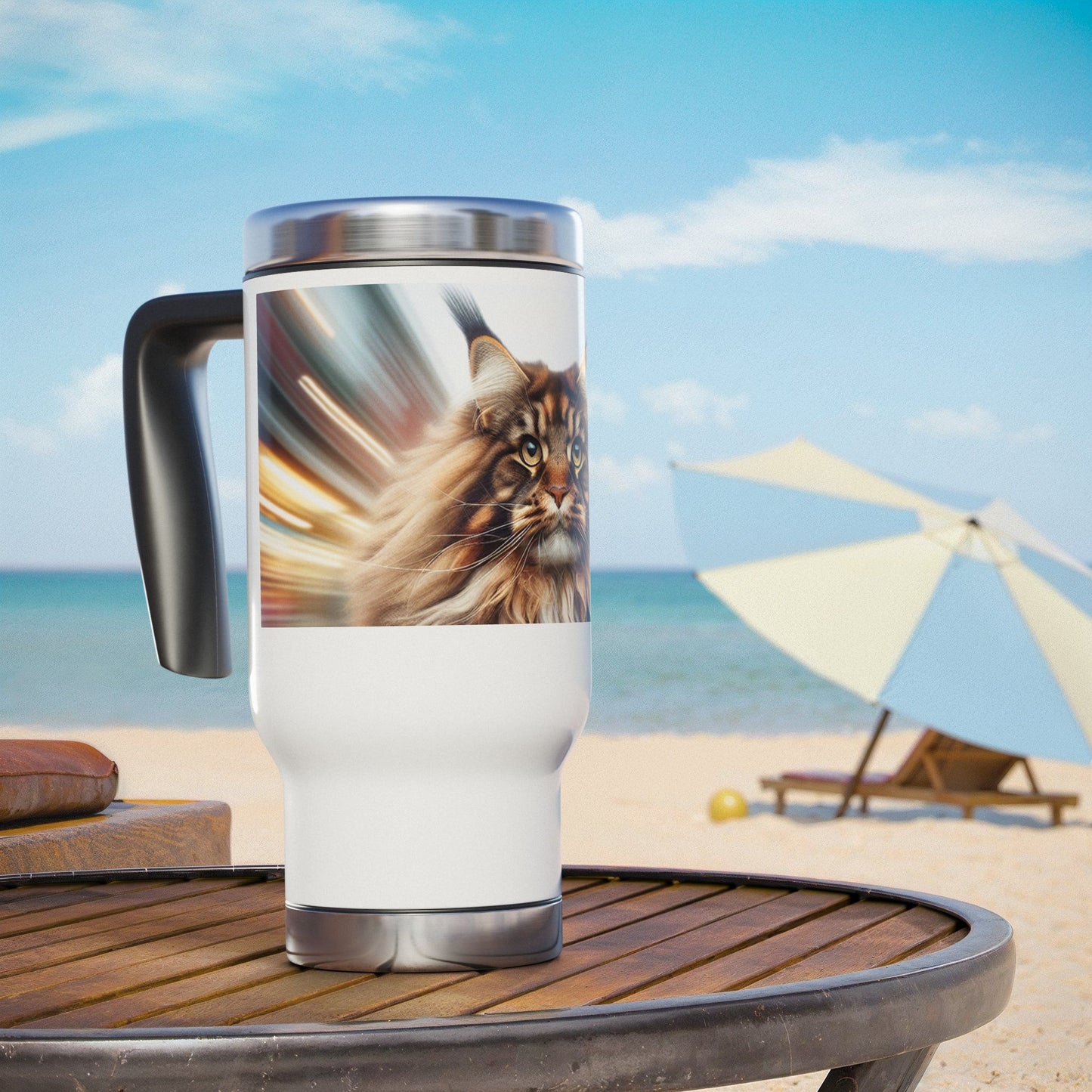 Stainless Steel Travel Mug with Handle, 14oz
