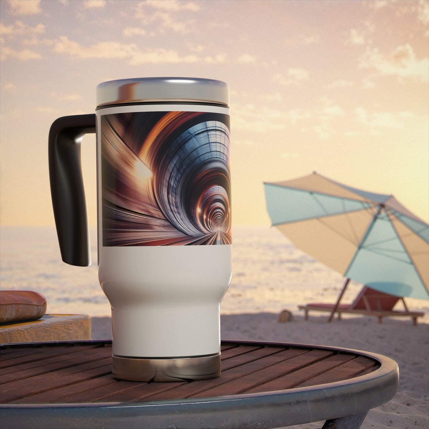 Stainless Steel Travel Mug with Handle, 14oz