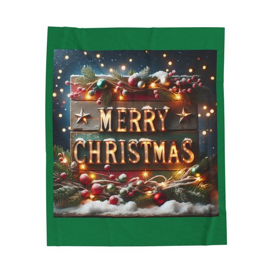 MERRY CHRISTMAS Velveteen Plush Blanket