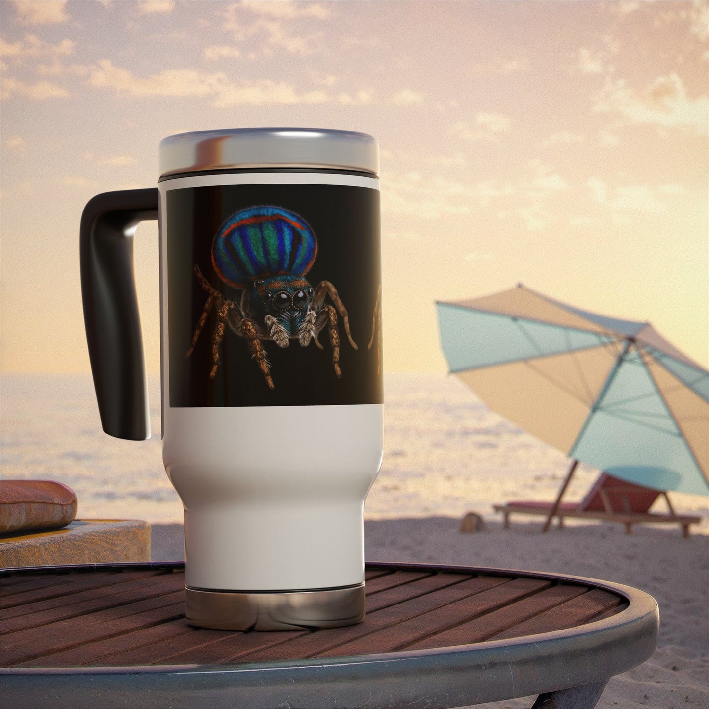 Stainless Steel Travel Mug with Handle, 14oz