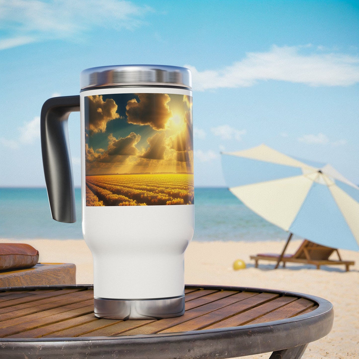 Stainless Steel Travel Mug with Handle, 14oz