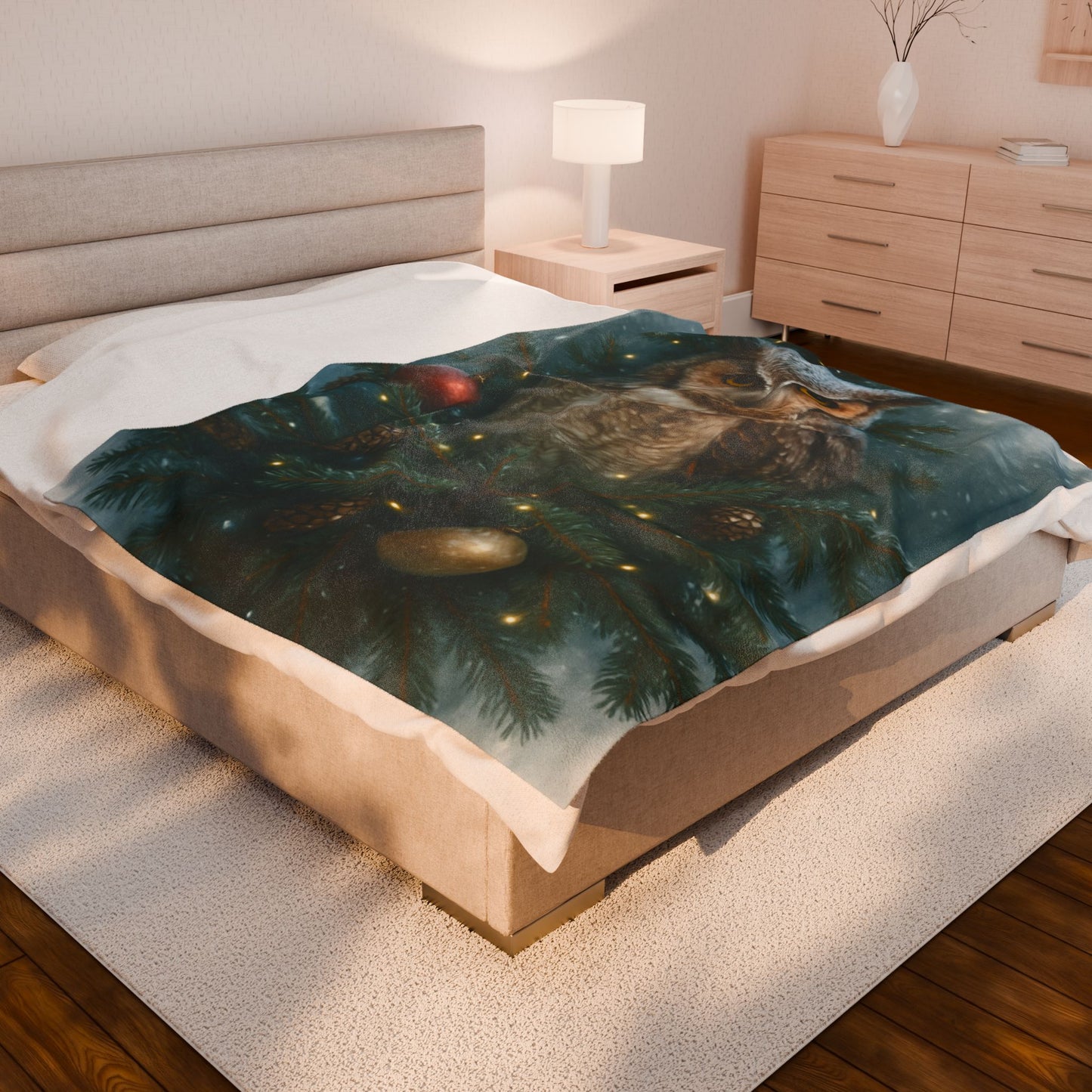 CHRISTAS OWL Velveteen Plush Blanket