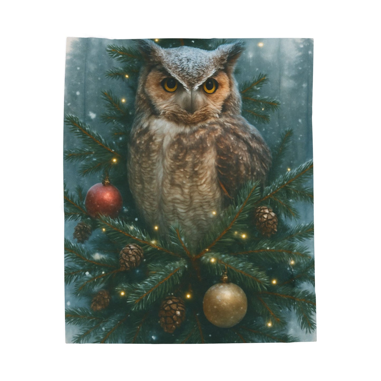 CHRISTAS OWL Velveteen Plush Blanket
