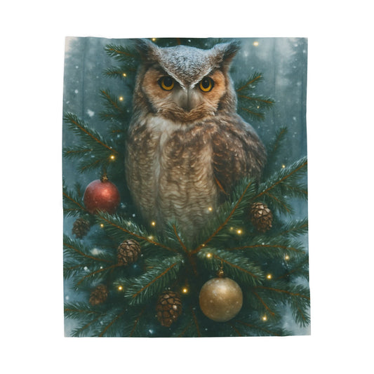 CHRISTAS OWL Velveteen Plush Blanket