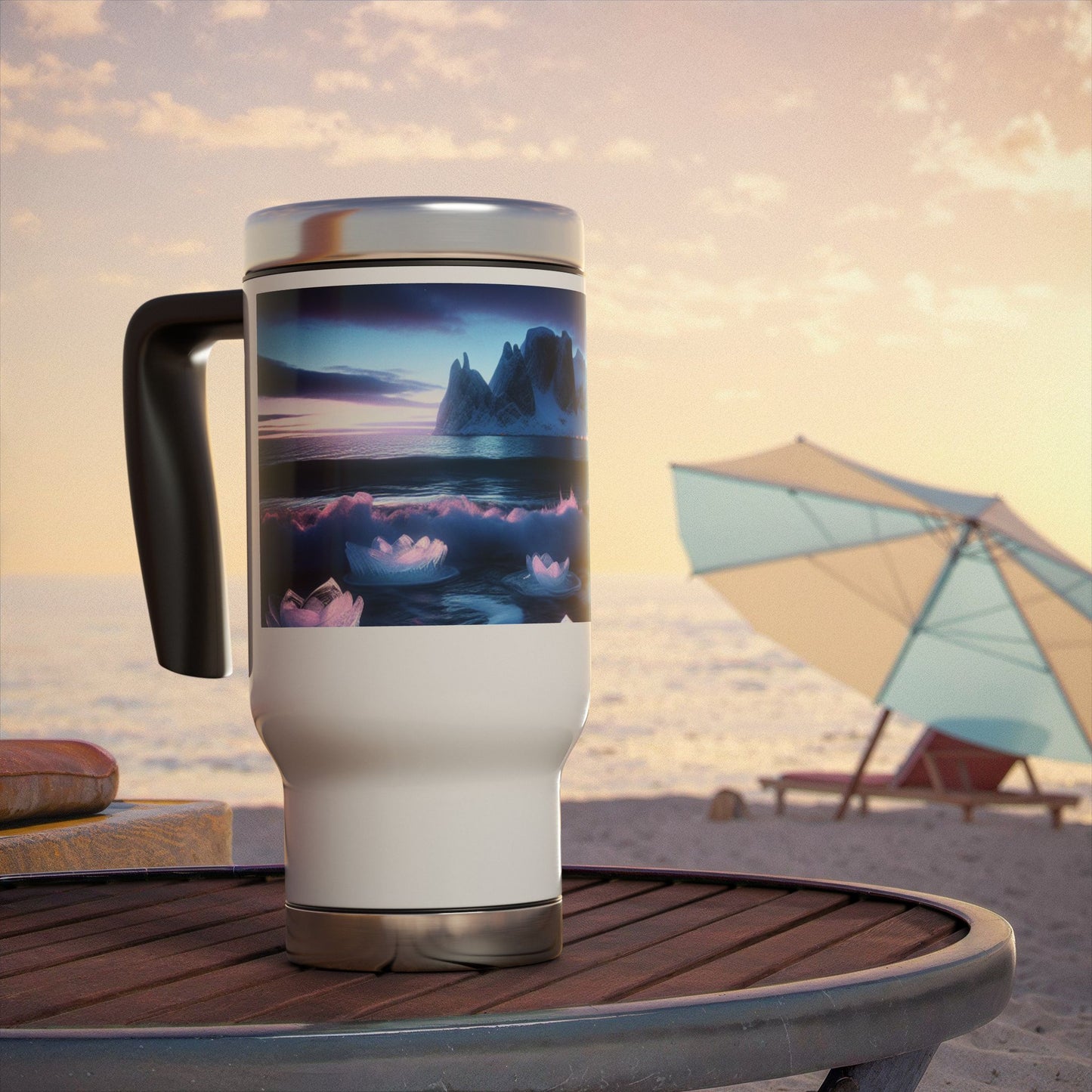 Stainless Steel Travel Mug with Handle, 14oz