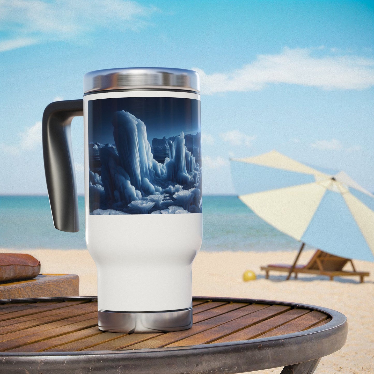 Stainless Steel Travel Mug with Handle, 14oz