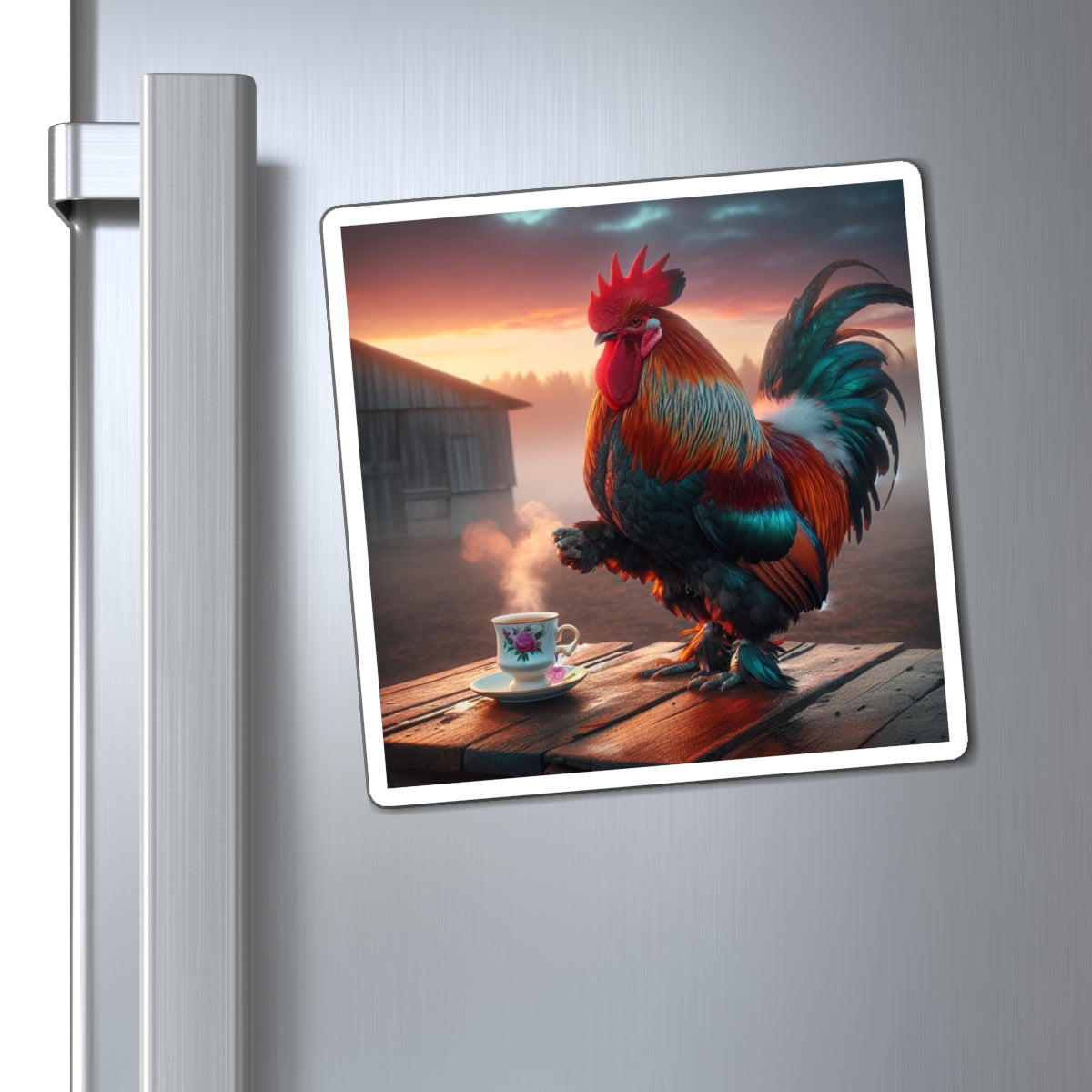 ROOSTER MORNING COFFEE magnet