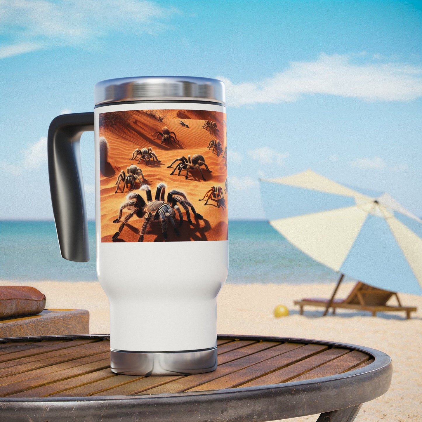 Stainless Steel Travel Mug with Handle, 14oz