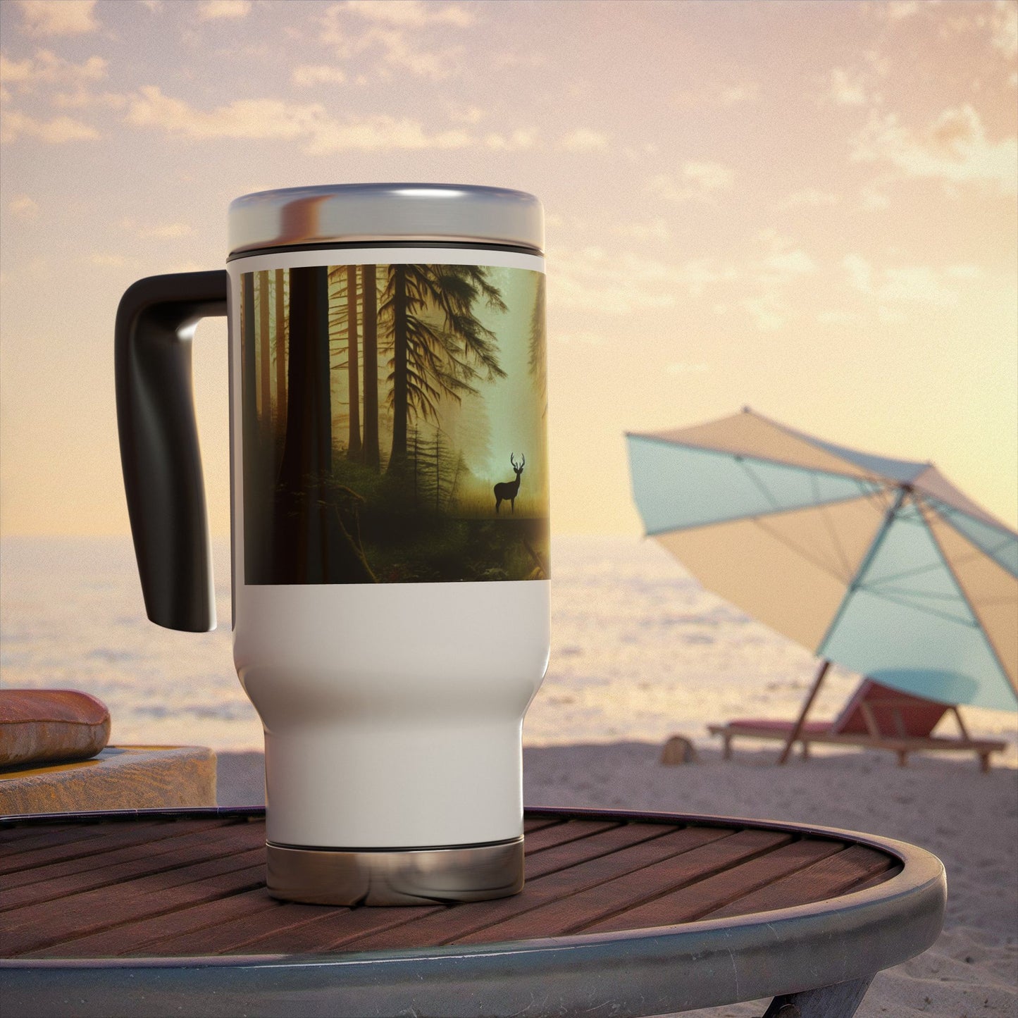 Stainless Steel Travel Mug with Handle, 14oz