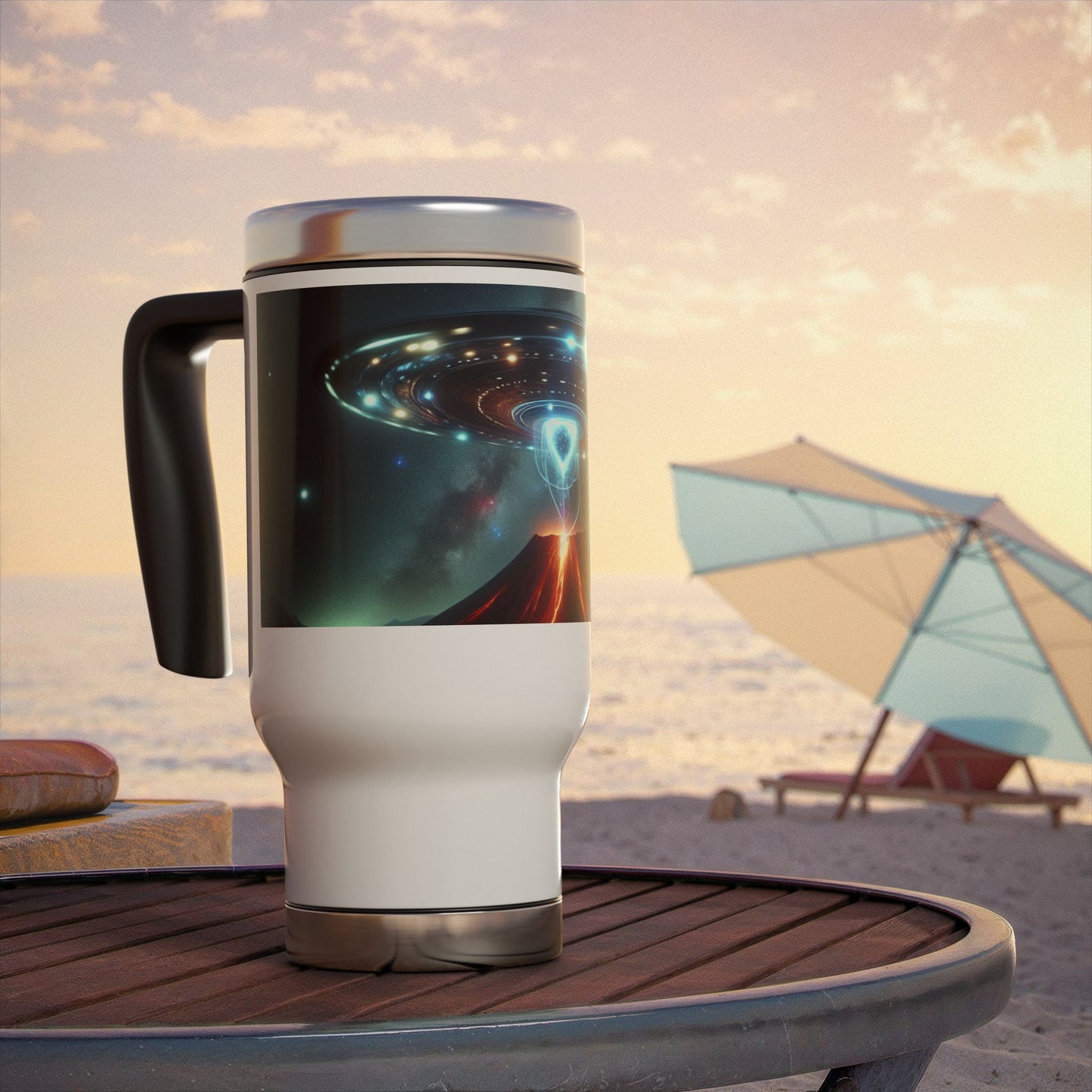 Stainless Steel Travel Mug with Handle, 14oz