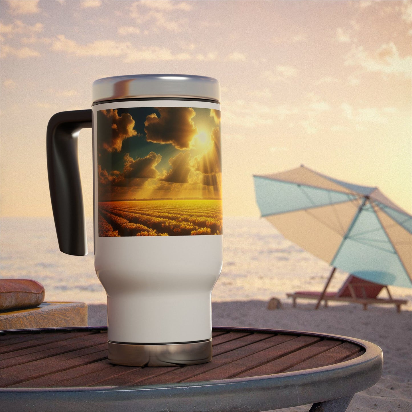 Stainless Steel Travel Mug with Handle, 14oz