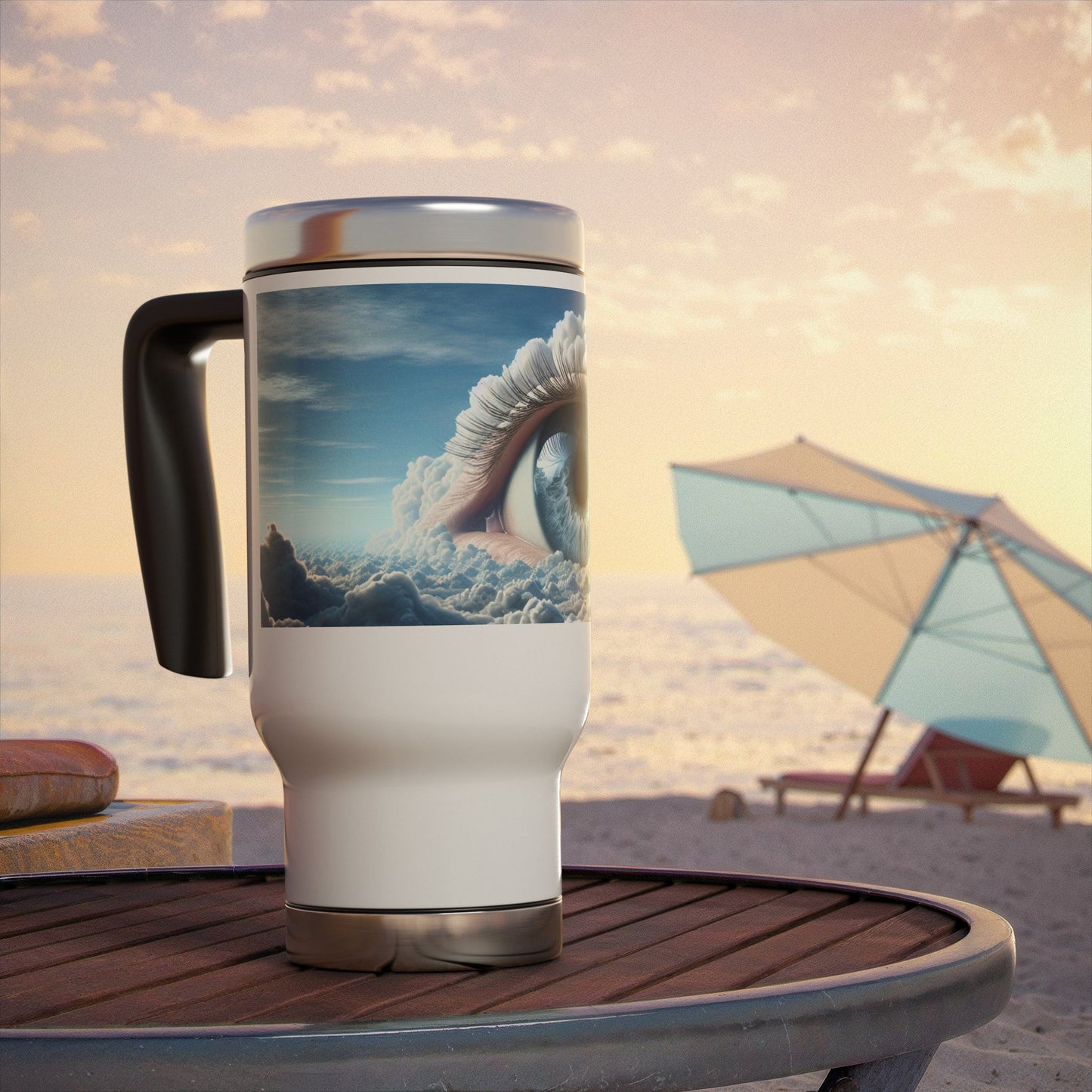 Stainless Steel Travel Mug with Handle, 14oz