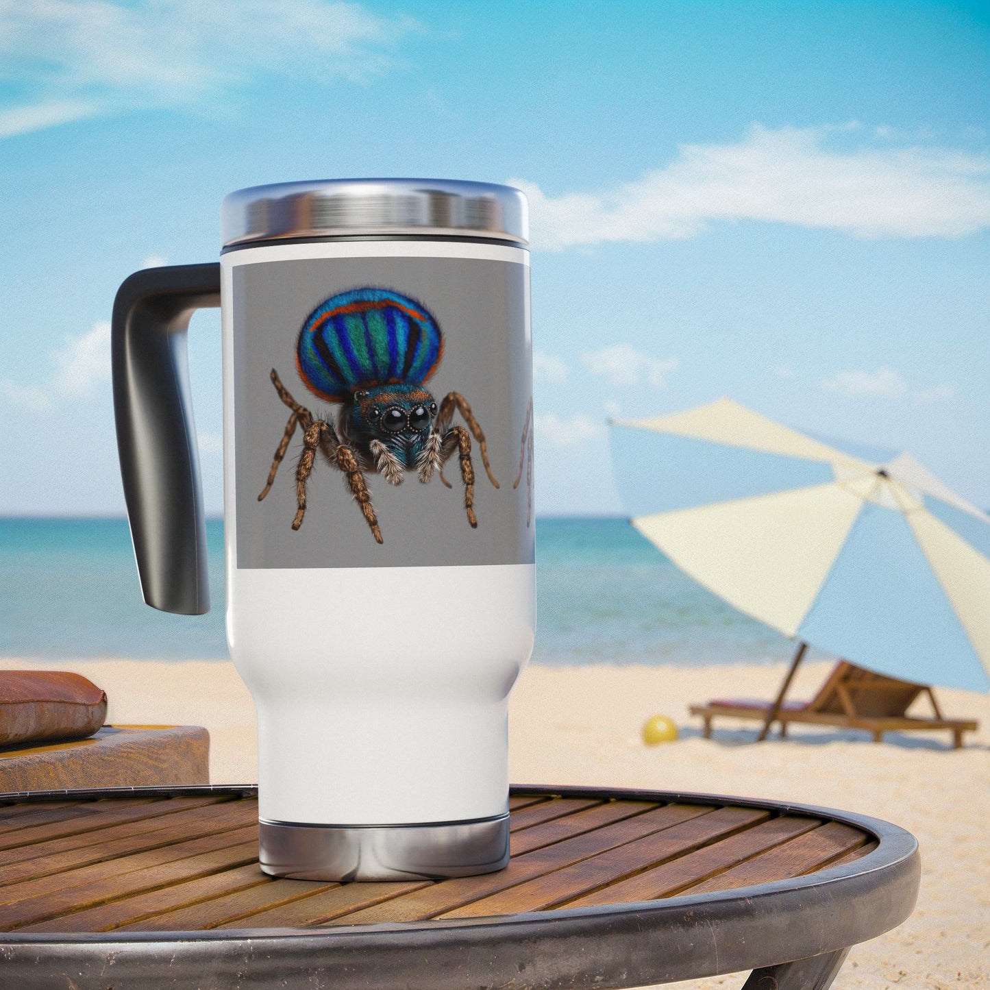 Stainless Steel Travel Mug with Handle, 14oz