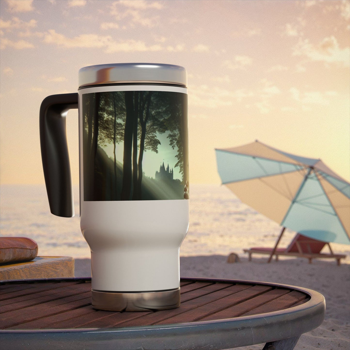 Stainless Steel Travel Mug with Handle, 14oz