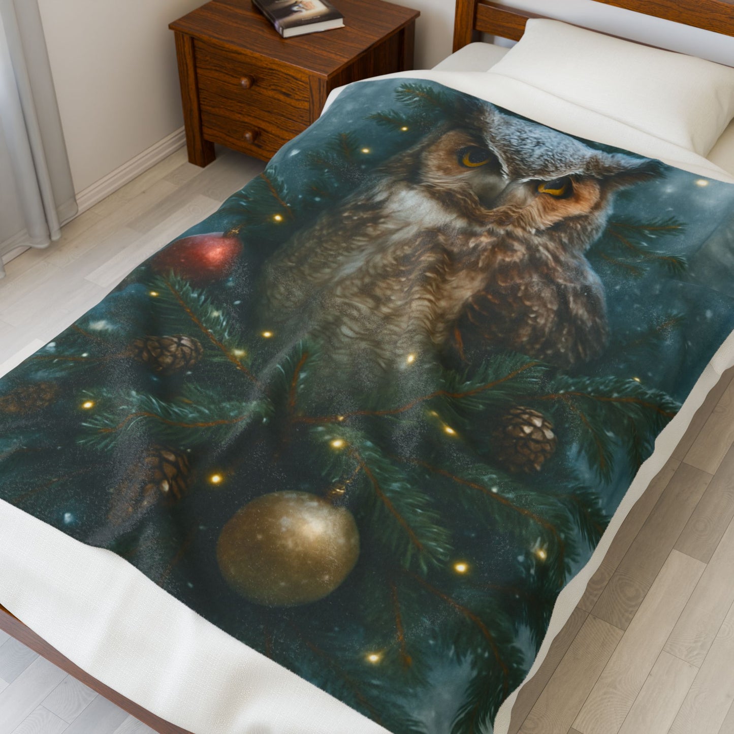 CHRISTAS OWL Velveteen Plush Blanket