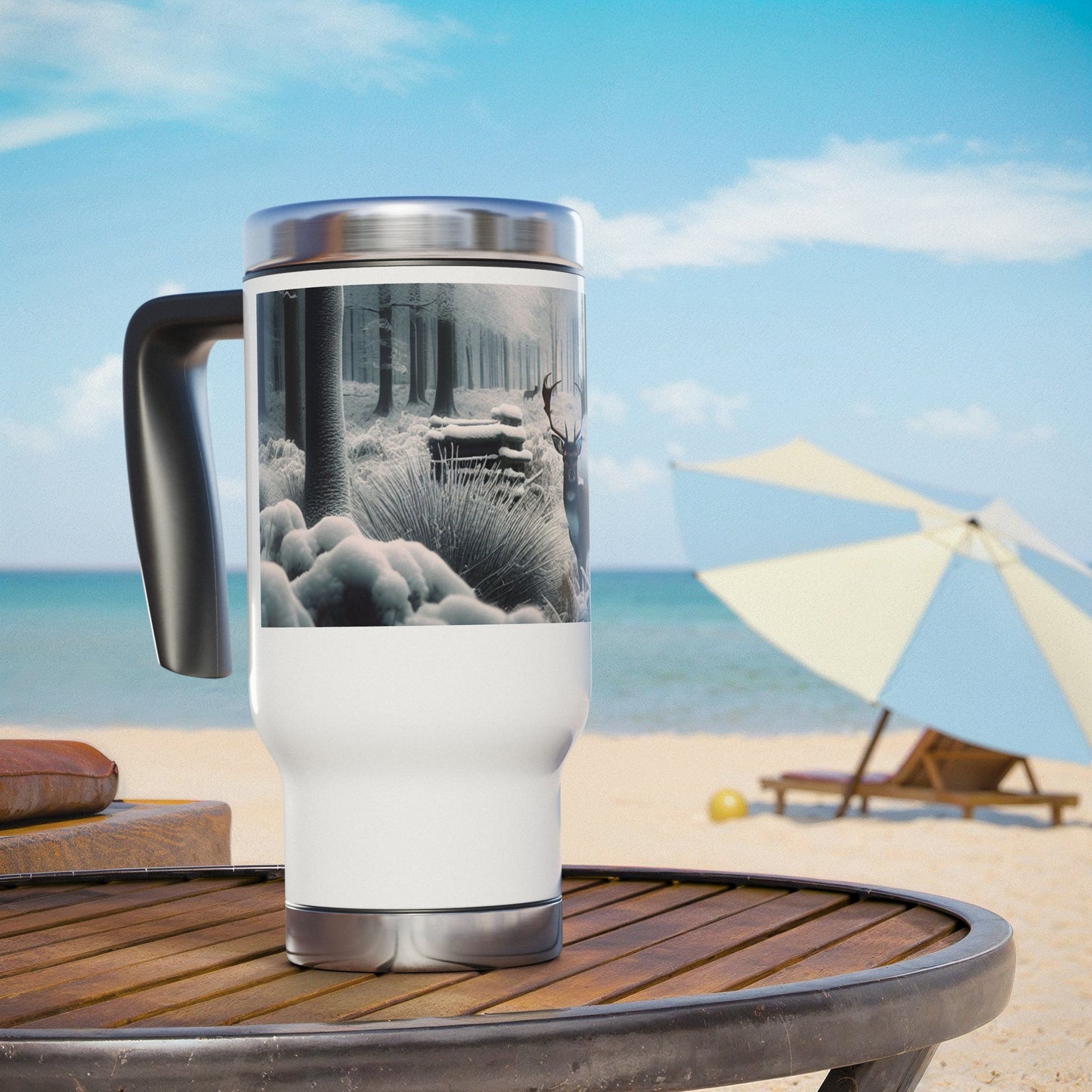 Stainless Steel Travel Mug with Handle, 14oz