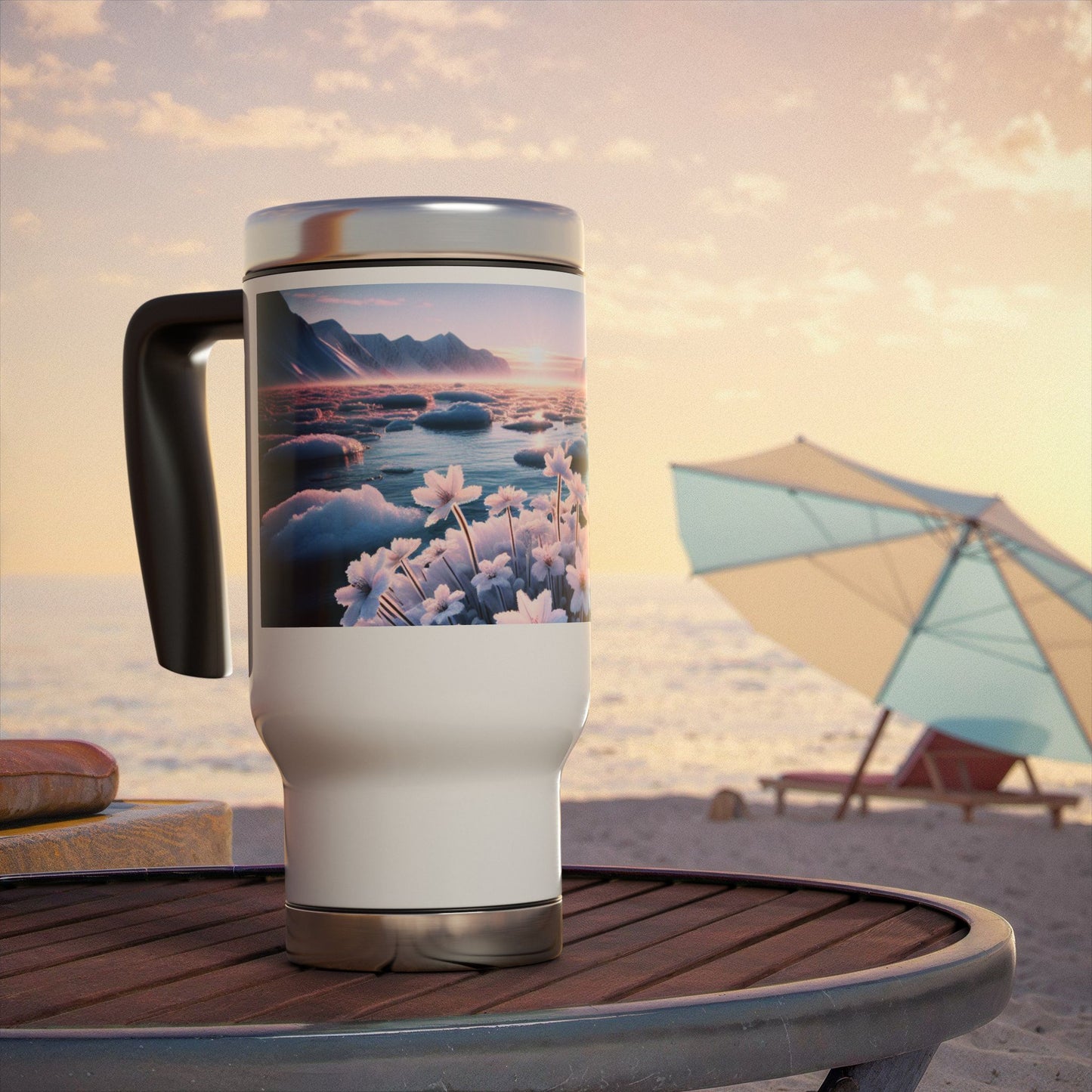 Stainless Steel Travel Mug with Handle, 14oz