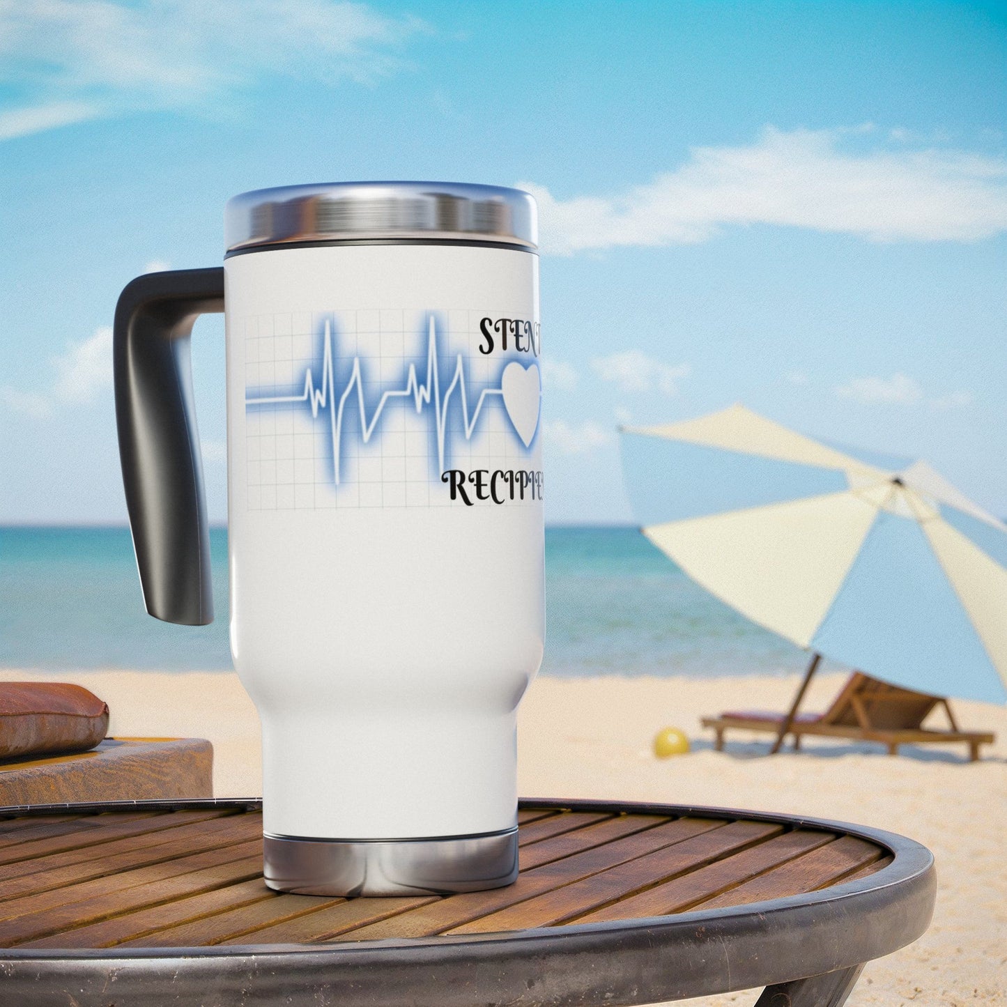 Stainless Steel Travel Mug with Handle, 14oz
