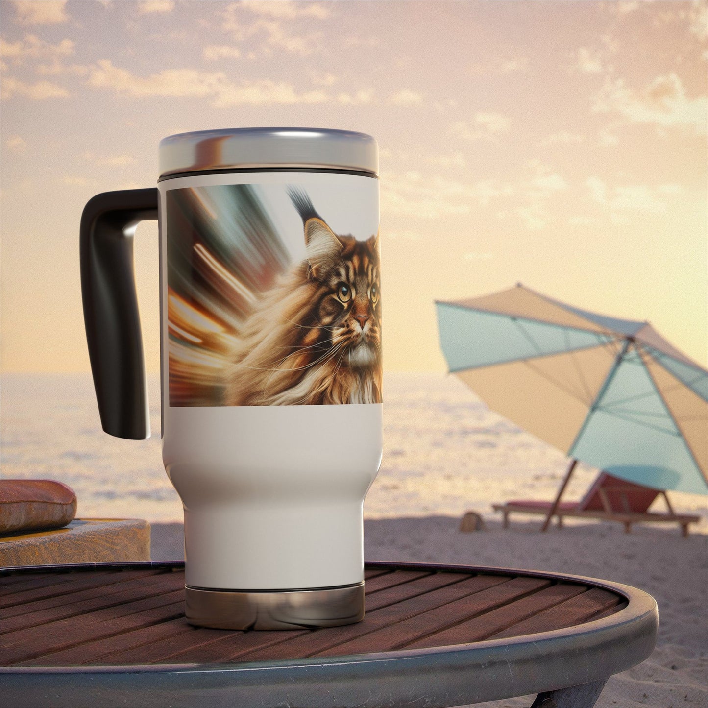 Stainless Steel Travel Mug with Handle, 14oz