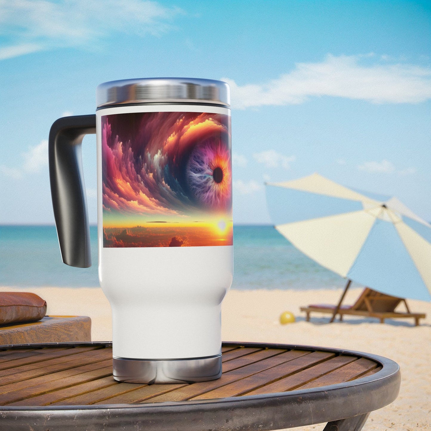Stainless Steel Travel Mug with Handle, 14oz