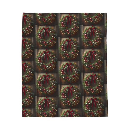 CHRISTMAS WREATH Velveteen Plush Blanket