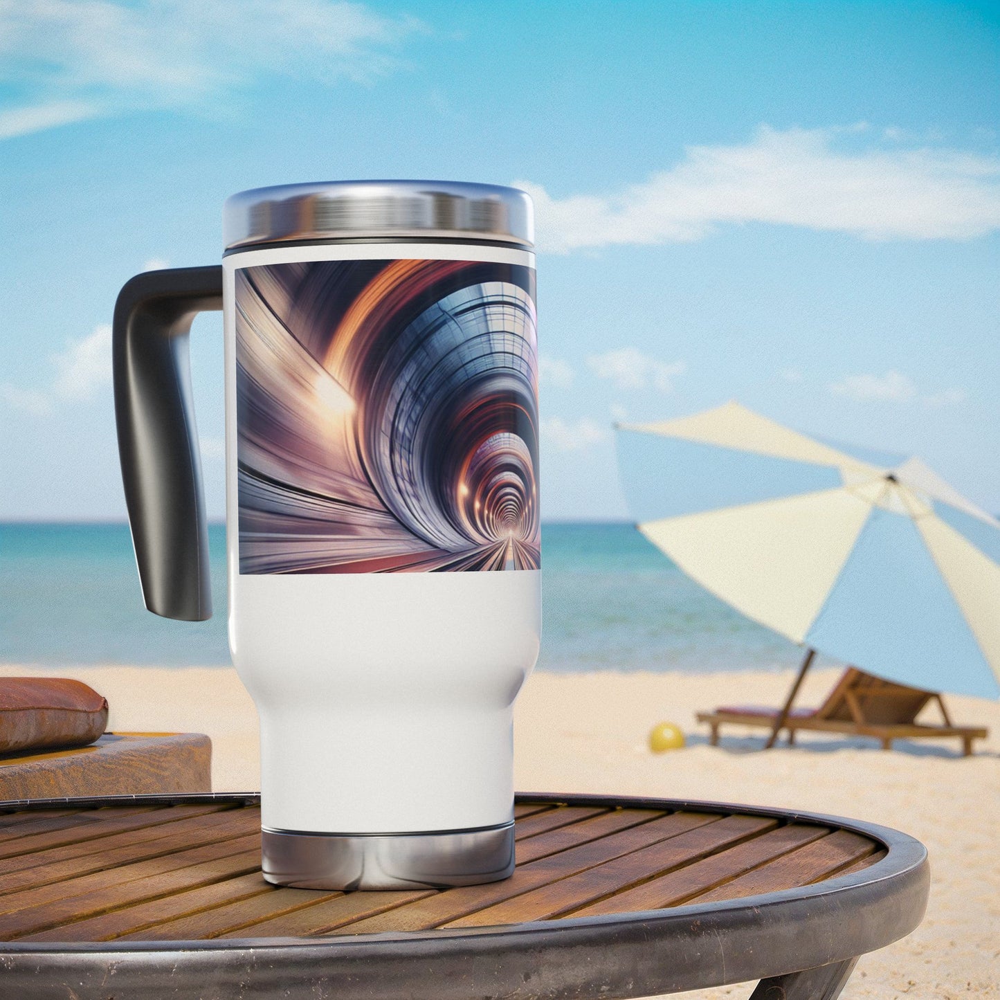 Stainless Steel Travel Mug with Handle, 14oz
