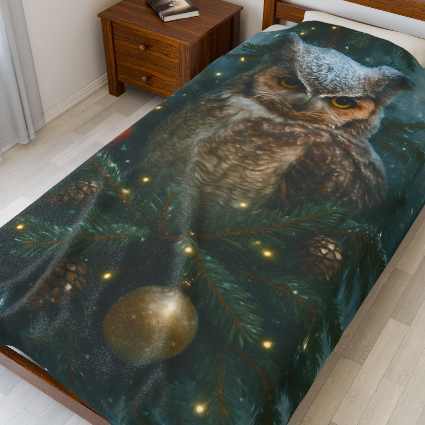 CHRISTAS OWL Velveteen Plush Blanket