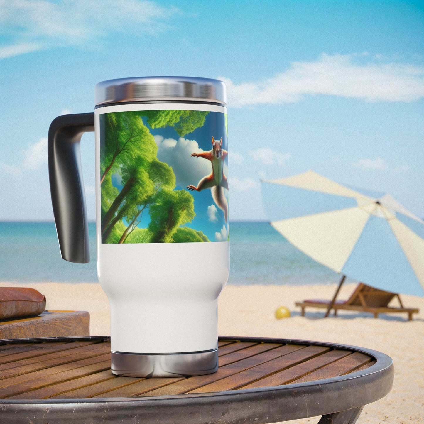 Stainless Steel Travel Mug with Handle, 14oz