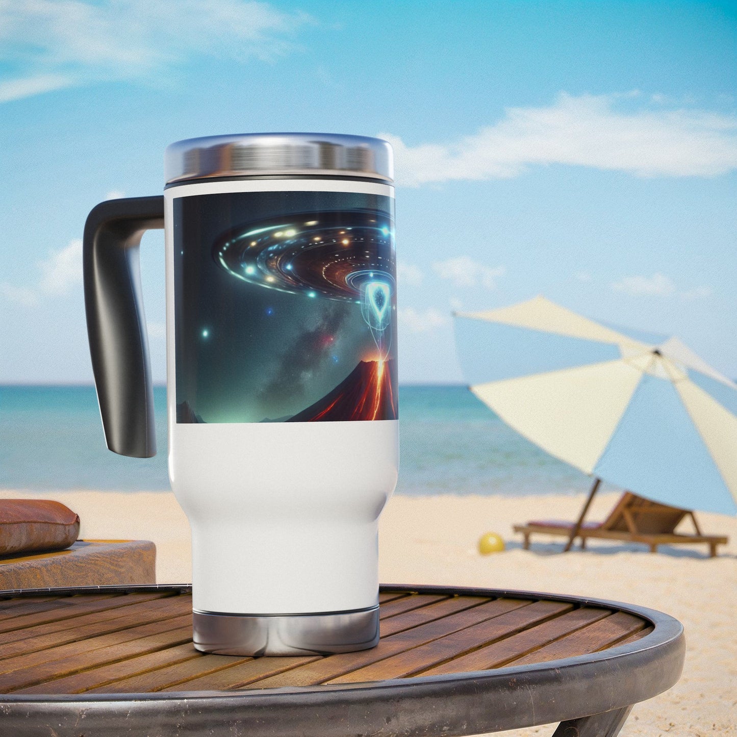 Stainless Steel Travel Mug with Handle, 14oz