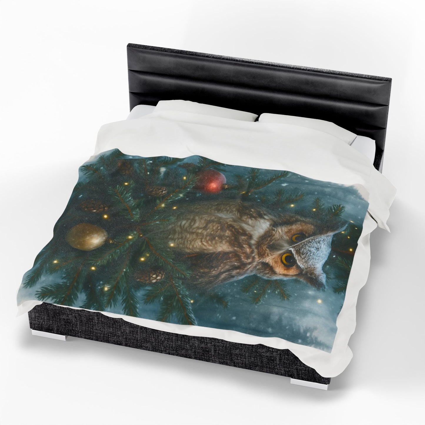 CHRISTAS OWL Velveteen Plush Blanket