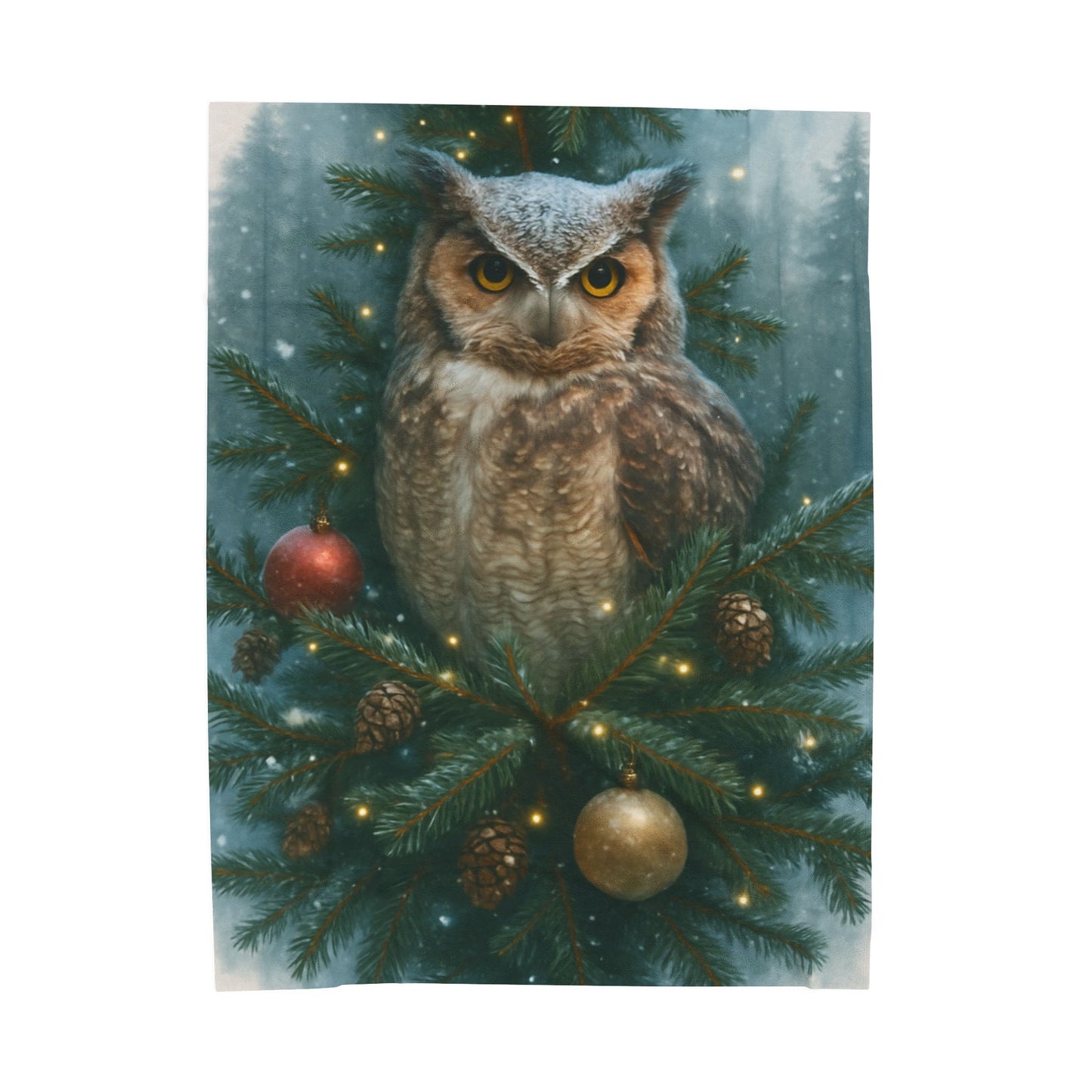 CHRISTAS OWL Velveteen Plush Blanket